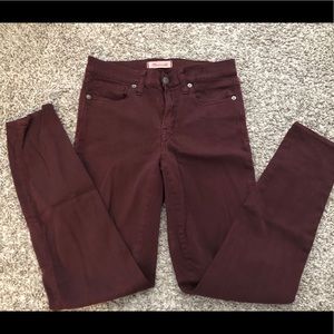 Madewell 9” High rise skinny jeans in maroon
